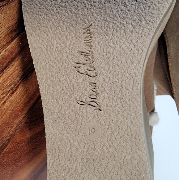 Sam Edelman Reagan Brown Suede Wedge Ankle Boots With Sherpa Trim Size 10 - Picture 13 of 17